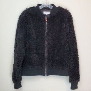 John + Jenn jet black teddy bear jacket